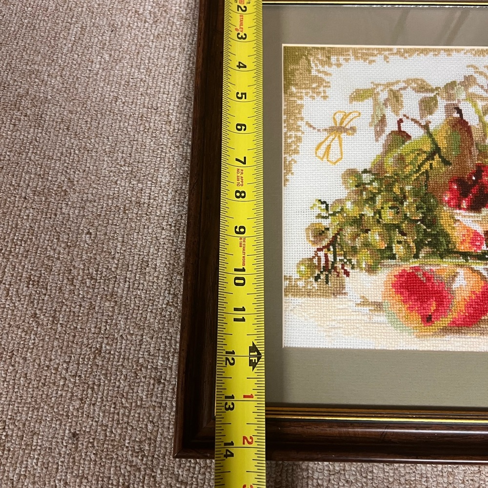 Framed Fruit and Floral Needlepoint Art 14x16 - Picture 6 of 9